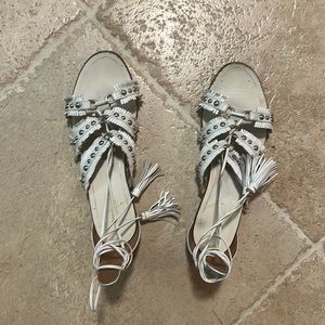 White aquazurra sandals with tassels size 37